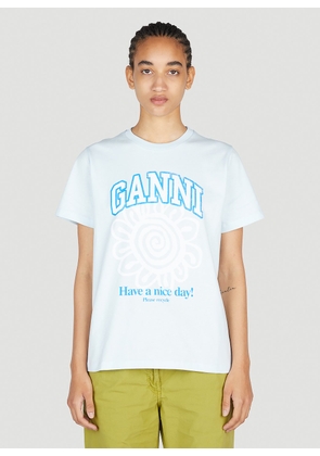 GANNI Have A Nice Day T-shirt - Woman T-shirts Blue L