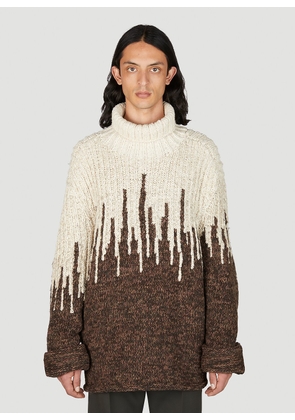 Bottega Veneta Graphic Wool Knit Turtleneck Sweater - Man Knitwear Brown L