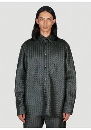 Bottega Veneta Intrecciato Leather Shirt - Man Shirts Green Eu - 48