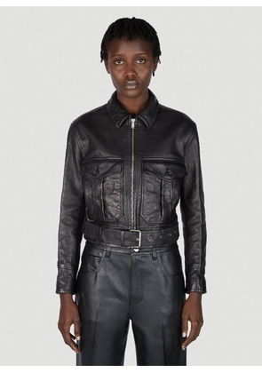 Saint Laurent Aviator Leather Jacket - Woman Jackets Black Fr - 36