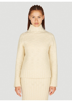 Jil Sander+ High Neck Textured Knit Sweater - Woman Knitwear Beige De - 34