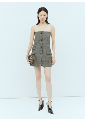 Gucci Prince Of Wales Wool Mini Dress - Woman Dresses Grey It - 38