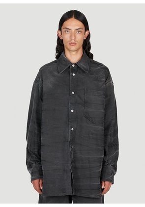 MM6 Maison Margiela Crease Effect Denim Shirt - Man Shirts Black M
