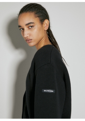 Balenciaga Logo Patch Wool Knit Cardigan - Woman Knitwear Black S