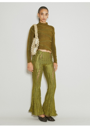 Isa Boulder Split And Tear Knit Pants - Woman Pants Green L