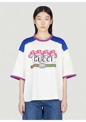 Gucci Mushroom Print T-shirt - Woman T-shirts White Xs