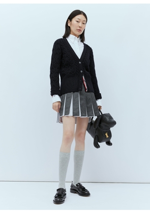 Thom Browne Wool Cable Knit Cardigan - Woman Knitwear Blue It - 42