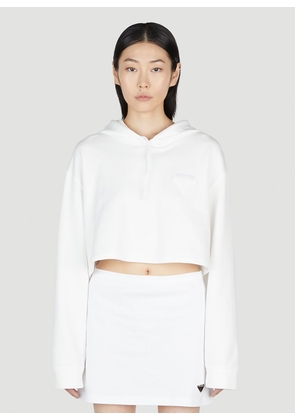 Prada Cropped Hooded Sweatshirt - Woman Sweatshirts White M