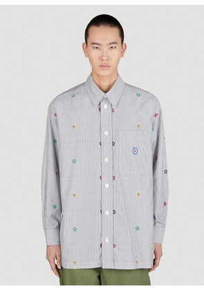 Kenzo Embroidered Oversized Striped Shirt - Man Shirts Grey L