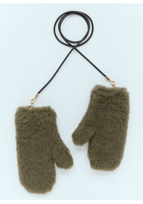 Max Mara Teddy Gloves - Woman Gloves Khaki S - M