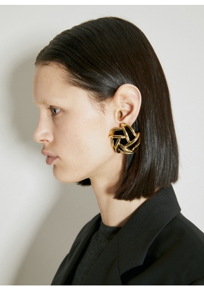 Saint Laurent Vintage Spiral Earrings In Metal And Velvet - Woman Jewellery Gold One Size