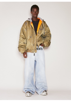 Vetements Reversible Scribbled Hooded Bomber Jacket - Man Jackets Green L