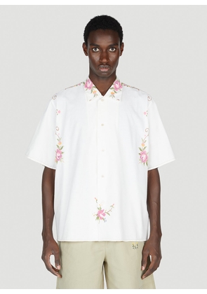 Diomene Floral Embroidered Shirt - Man Shirts White One Size