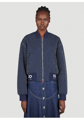 Kenzo Sashiko Stitch Embroidered Bomber Jacket - Woman Jackets Blue S