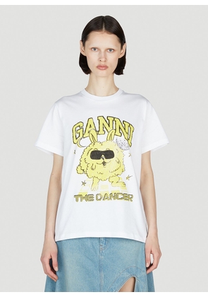 GANNI Dance Bunny Short Sleeve T-shirt - Woman T-shirts White M