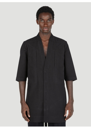 Rick Owens Twill Short Sleeve Overshirt - Man Shirts Black It - 50