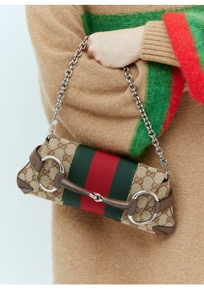 Gucci Gg Horsebit Chain Small Shoulder Bag - Woman Shoulder Bags Brown One Size
