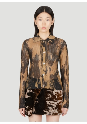 Acne Studios Open-knit Distressed Print Cardigan - Woman Knitwear Camel M