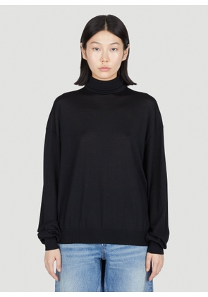 Saint Laurent Semi Sheer Turtleneck Sweater - Woman Knitwear Black L