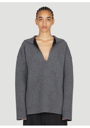 Jil Sander Sailor Neckline Knit Sweater - Woman Knitwear Grey De - 36