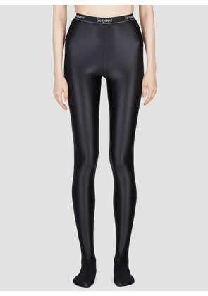 Saint Laurent High Shine Opaque Tights - Woman Leggings Black L