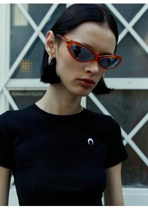 Marine Serre Logo Embroidery T-shirt - Woman T-shirts Black L