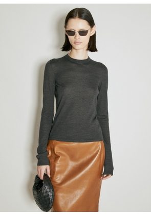 Saint Laurent Cashmere, Wool And Silk Sweater - Woman Knitwear Grey M