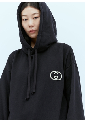 Gucci Maxi Interlocking Gg Hooded Sweatshirt - Woman Sweatshirts Black M