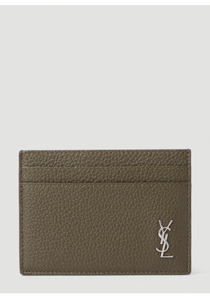Saint Laurent Logo Plaque Cardholder - Man Wallets & Cardholders Khaki One Size