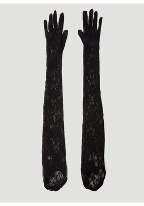 Gucci Aurora Long Lace Gloves - Woman Gloves Black 8