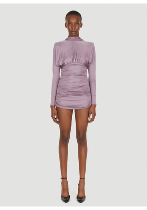 Saint Laurent Ruched Dress - Woman Dresses Purple Fr - 36