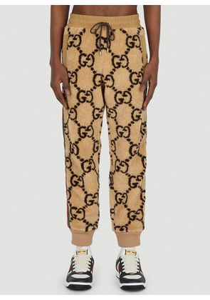 Gucci Gg Jacquard Faux Fur Track Pants - Man Track Pants Beige L