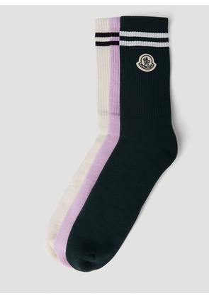 7 Moncler FRGMT Hiroshi Fujiwara Pack Of Three Logo Patch Socks -  Socks Multicolour Xl