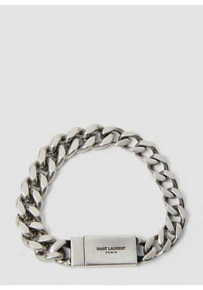 Saint Laurent Logo Engraved Bracelet - Man Jewellery Silver M