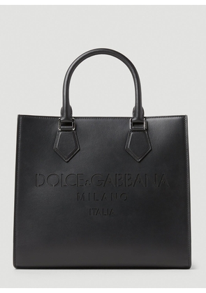 Dolce & Gabbana Debossed Logo Tote Bag - Man Tote Bags Black One Size
