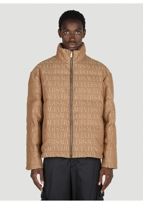 Versace Logo Print Down Jacket - Man Jackets Brown Eu - 50