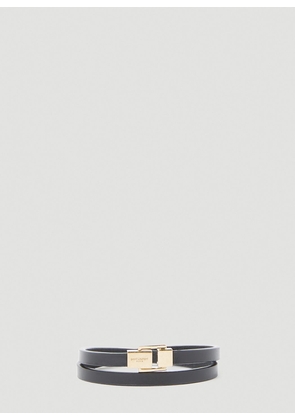 Saint Laurent Logo Engraved Wraparound Bracelet - Woman Jewellery Black M