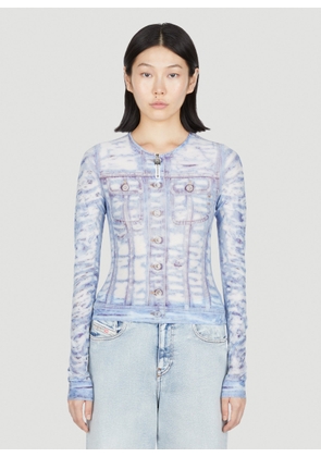 Diesel T-clauzi-h2 Sheer Long Sleeve Top - Woman Tops Blue M