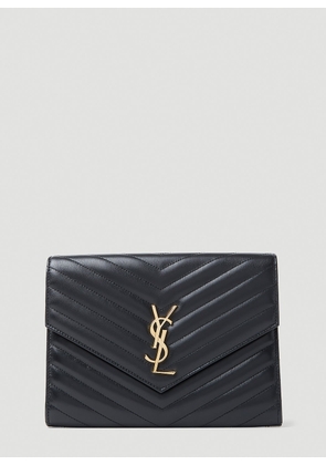 Saint Laurent Envelope Logo Clutch - Woman Clutch Bags Black One Size