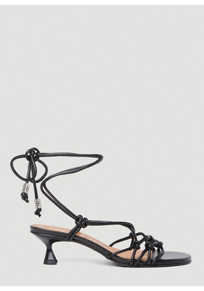 GANNI Knots Kitten Heel Sandals - Woman Sandals Black Eu - 36