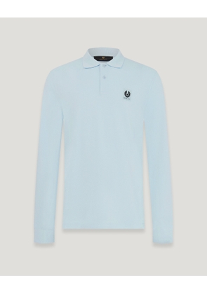 Belstaff Long Sleeved Polo Men's Cotton Pique Sky Blue Size 3XL