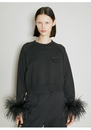 Prada Feather Cuffs Sweatshirt - Woman Sweatshirts Black Xs