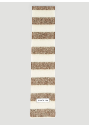 Acne Studios Logo Patch Wool Scarf - Man Scarves Brown One Size