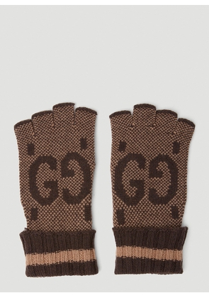 Gucci Gg Jacquard Fingerless Gloves - Man Gloves Brown M