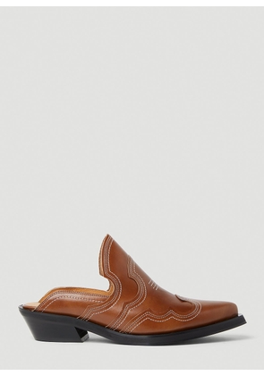 GANNI Embroidered Western Mules - Woman Slip Ons Brown Eu - 36