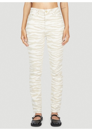 GANNI Zebraswigy Jeans - Woman Jeans Beige 26