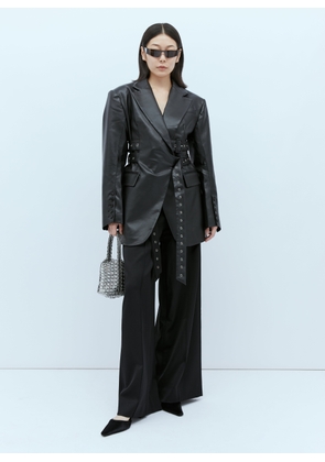 Rokh Triple Belt Faux Leather Blazer - Woman Blazers Black Eu - 38