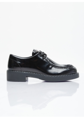 Prada Brushed Leather Lace-up Shoes - Woman Lace Ups Black Eu - 39