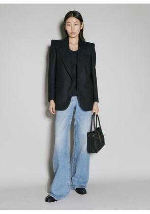 Saint Laurent Wool Pinstripe Blazer - Woman Blazers Black Fr - 38