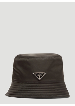 Prada Nylon Logo Bucket Hat - Man Hats Black Xl